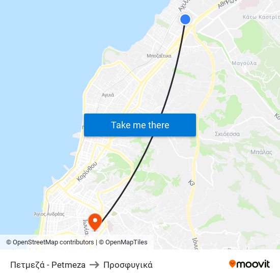 Πετμεζά - Petmeza to Προσφυγικά map