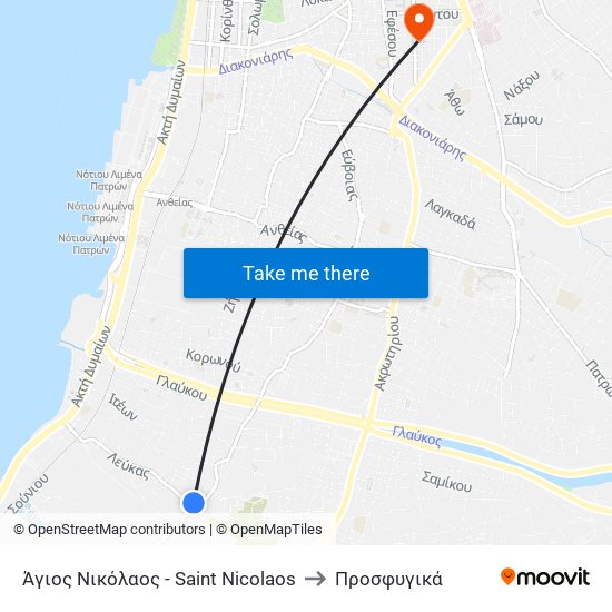 Άγιος Νικόλαος - Saint Nicolaos to Προσφυγικά map