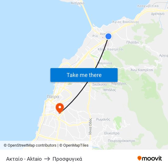 Ακταίο - Aktaio to Προσφυγικά map