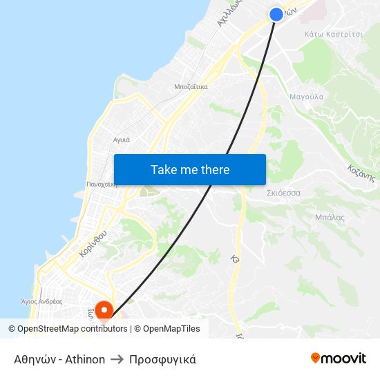 Αθηνών - Athinon to Προσφυγικά map