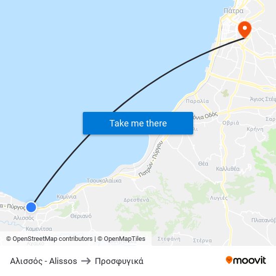 Αλισσός - Alissos to Προσφυγικά map