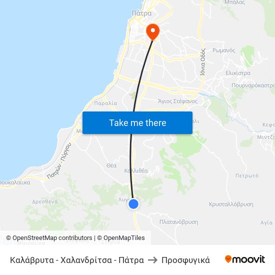 Καλάβρυτα - Χαλανδρίτσα - Πάτρα to Προσφυγικά map