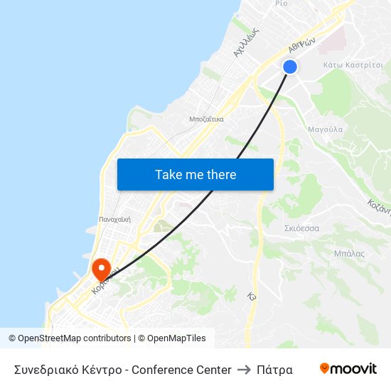 Συνεδριακό Κέντρο - Conference Center to Πάτρα map