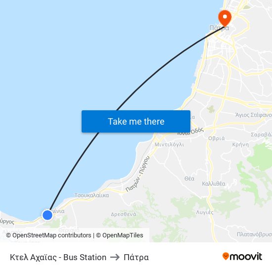 Κτελ Αχαϊας - Bus Station to Πάτρα map