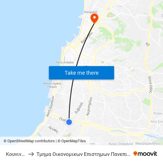 Κουνινιώτη to Τμημα Οικονομικων Επιστημων Πανεπιστημιο Πατρων map