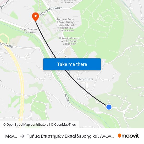 Μαγουλα 1 to Τμήμα Επιστημών Εκπαίδευσης και Αγωγής στην Προσχολική Ηλικία (ΤΕΕΑΠΗ) map