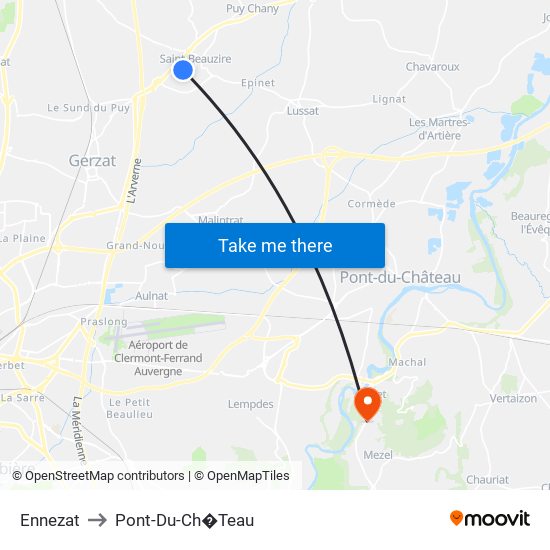 Ennezat to Pont-Du-Ch�Teau map