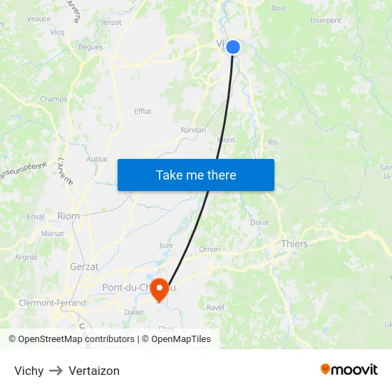 Vichy to Vertaizon map