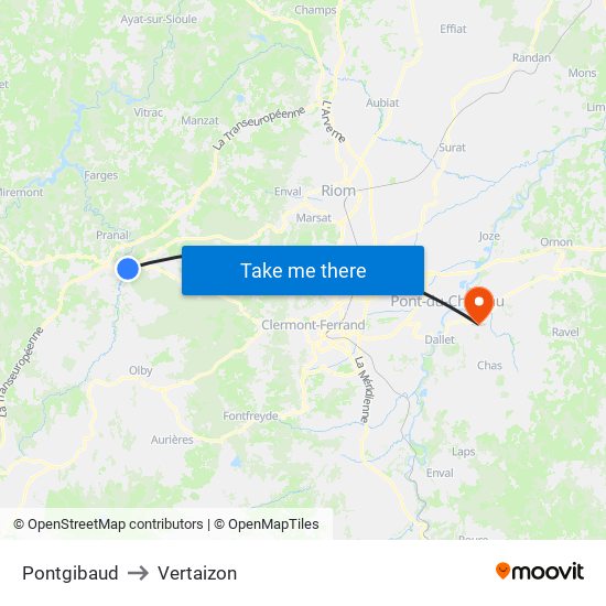 Pontgibaud to Vertaizon map