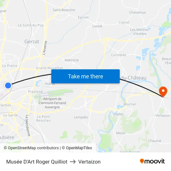 Musée D'Art Roger Quilliot to Vertaizon map
