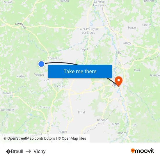 �Breuil to Vichy map