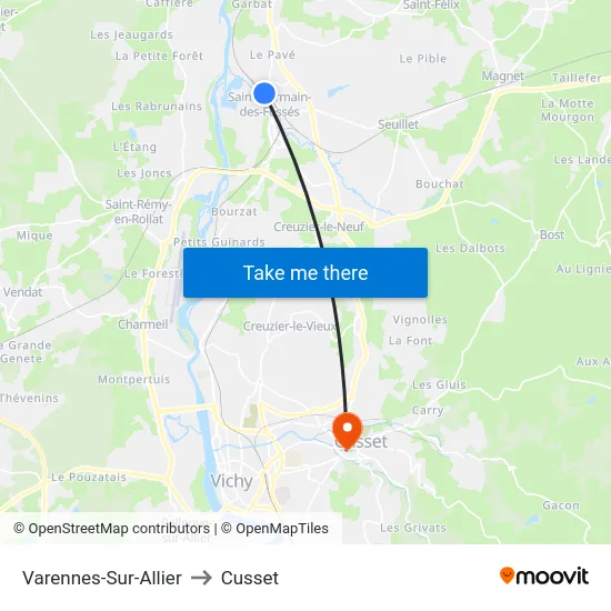 Varennes-Sur-Allier to Cusset map