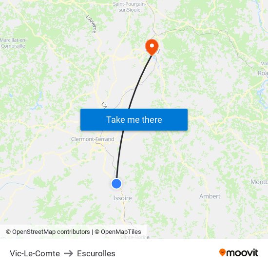 Vic-Le-Comte to Escurolles map