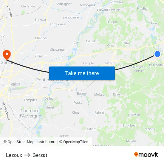 Lezoux to Gerzat map