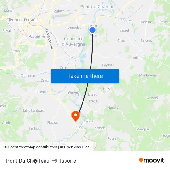 Pont-Du-Ch�Teau to Issoire map