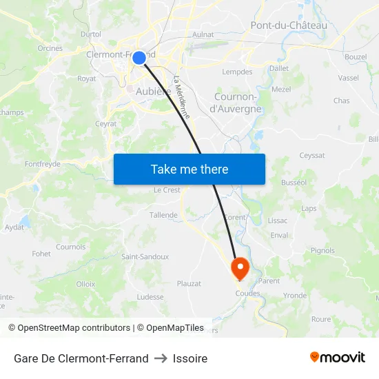 Gare De Clermont-Ferrand to Issoire map