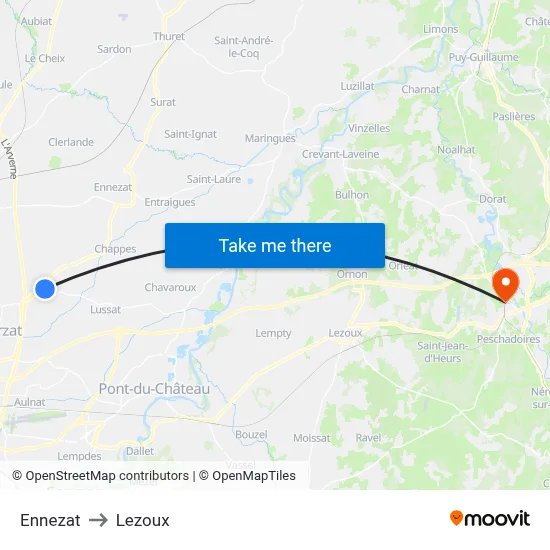 Ennezat to Lezoux map