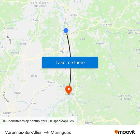 Varennes-Sur-Allier to Maringues map