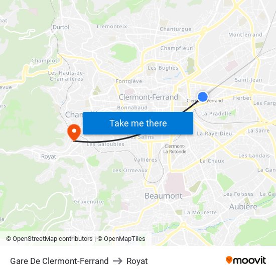 Gare De Clermont-Ferrand to Royat map