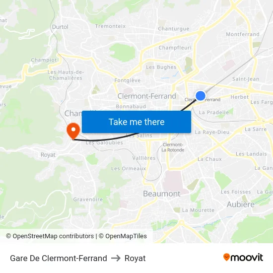 Gare De Clermont-Ferrand to Royat map