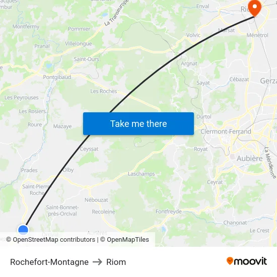 Rochefort-Montagne to Riom map
