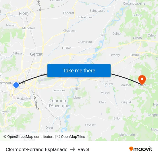 Clermont-Ferrand Clermont-Ferrand Esplanade to Ravel map
