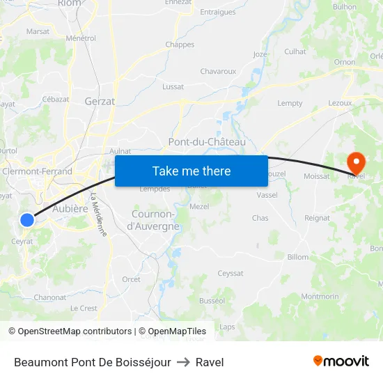 Beaumont Pont De Boisséjour to Ravel map