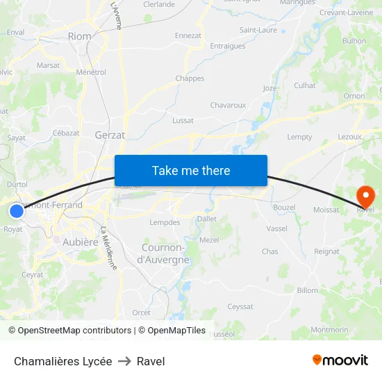 Chamalières Lycée to Ravel map