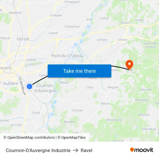 Cournon-D'Auvergne Industrie to Ravel map