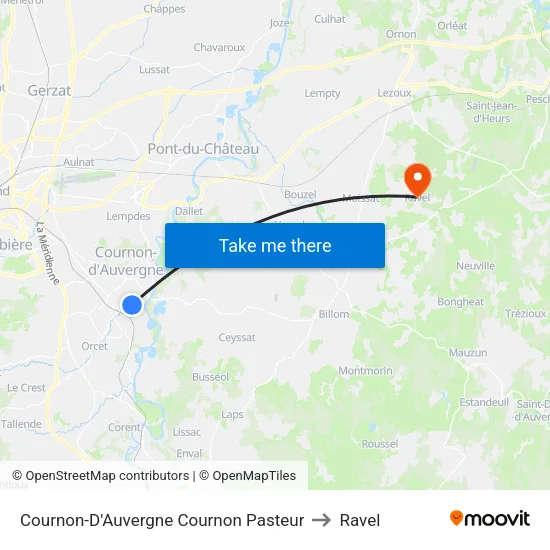 Cournon-D'Auvergne Cournon Pasteur to Ravel map