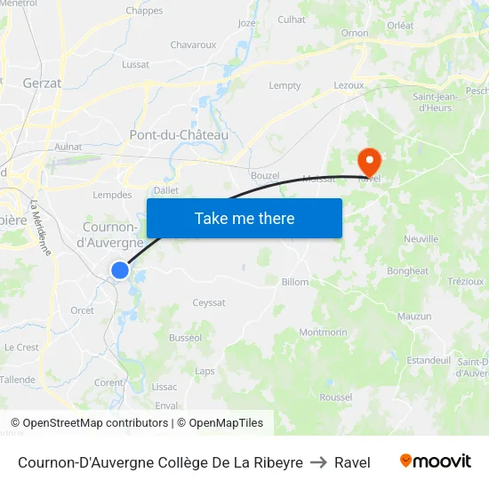 Cournon-D'Auvergne Collège De La Ribeyre to Ravel map