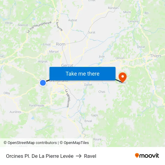 Orcines Pl. De La Pierre Levée to Ravel map