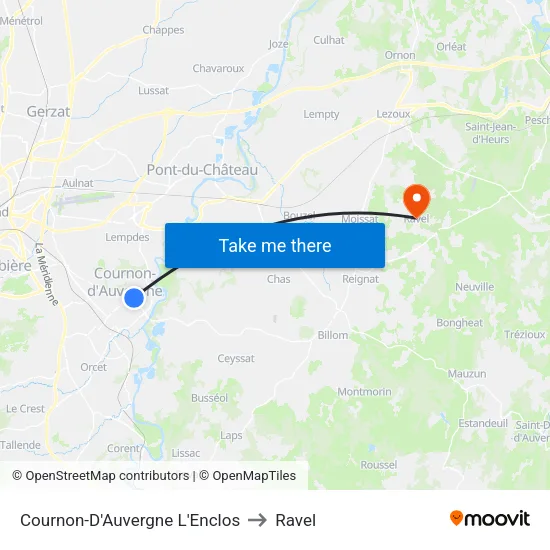 Cournon-D'Auvergne L'Enclos to Ravel map