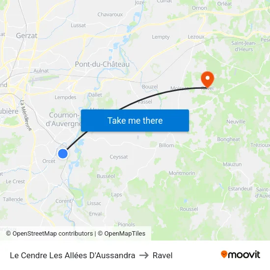 Le Cendre Les Allées D'Aussandra to Ravel map