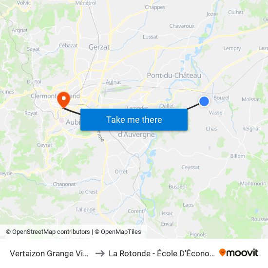Vertaizon Grange Vieille to La Rotonde - École D'Économie map