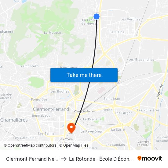 Clermont-Ferrand Neyrat to La Rotonde - École D'Économie map