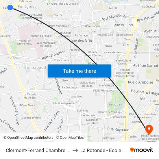 Clermont-Ferrand Chambre De Commerce to La Rotonde - École D'Économie map