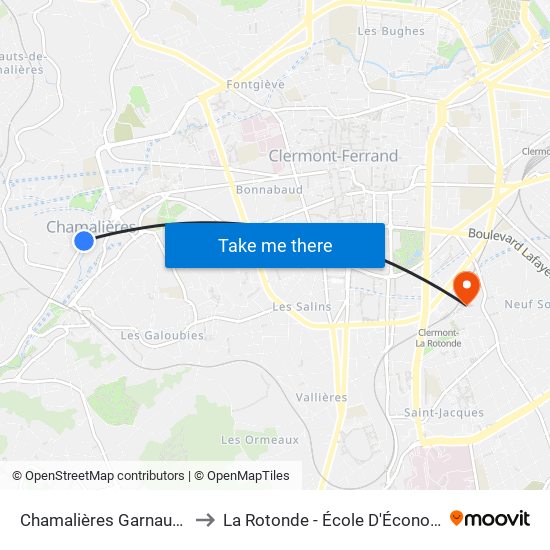 Chamalières Garnaudes to La Rotonde - École D'Économie map