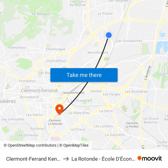 Clermont-Ferrand Kennedy to La Rotonde - École D'Économie map