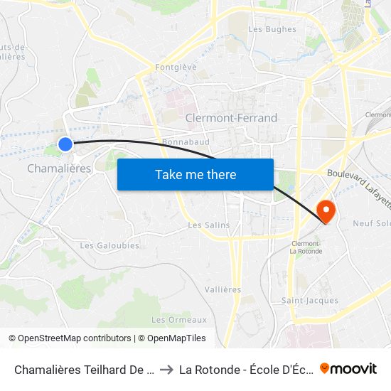 Chamalières Teilhard De Chardin to La Rotonde - École D'Économie map