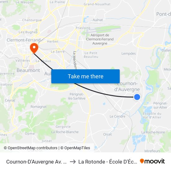 Cournon-D'Auvergne Av. Du Pont to La Rotonde - École D'Économie map