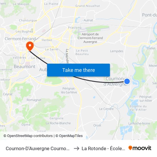 Cournon-D'Auvergne Cournon Lycée Descartes to La Rotonde - École D'Économie map