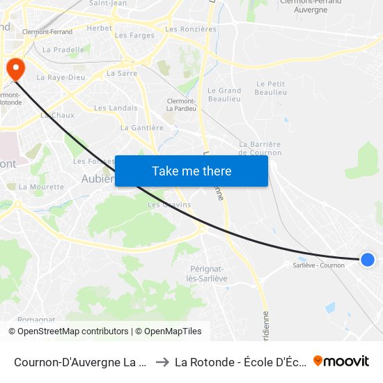 Cournon-D'Auvergne La Poélade to La Rotonde - École D'Économie map