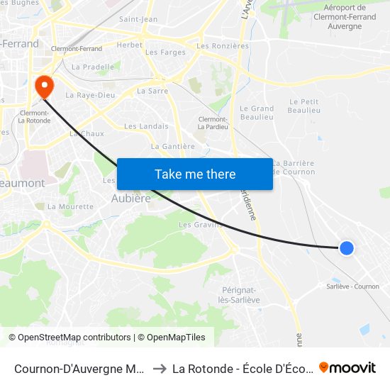 Cournon-D'Auvergne Manzats to La Rotonde - École D'Économie map