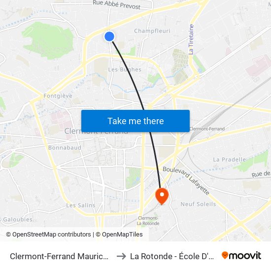 Clermont-Ferrand Maurice Pourchon to La Rotonde - École D'Économie map