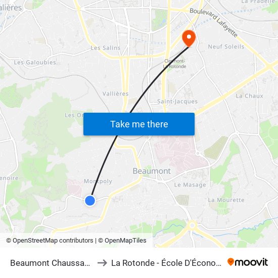 Beaumont Chaussades to La Rotonde - École D'Économie map