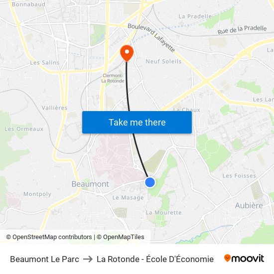 Beaumont Le Parc to La Rotonde - École D'Économie map