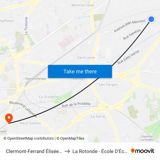 Clermont-Ferrand Élisée Reclus to La Rotonde - École D'Économie map