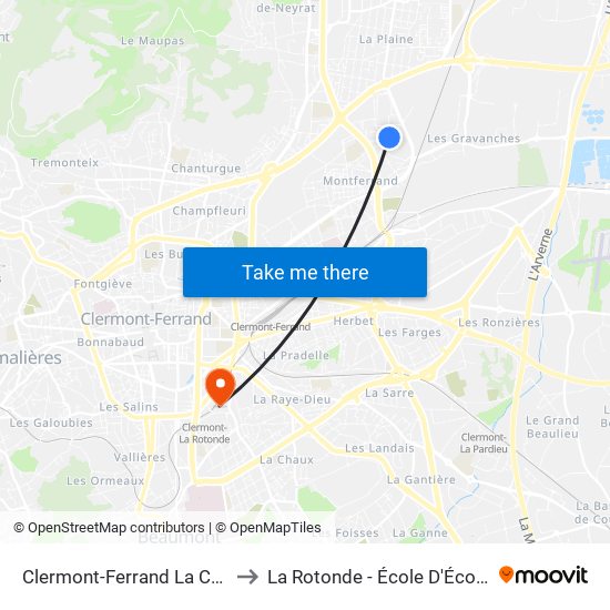 Clermont-Ferrand La Charme to La Rotonde - École D'Économie map