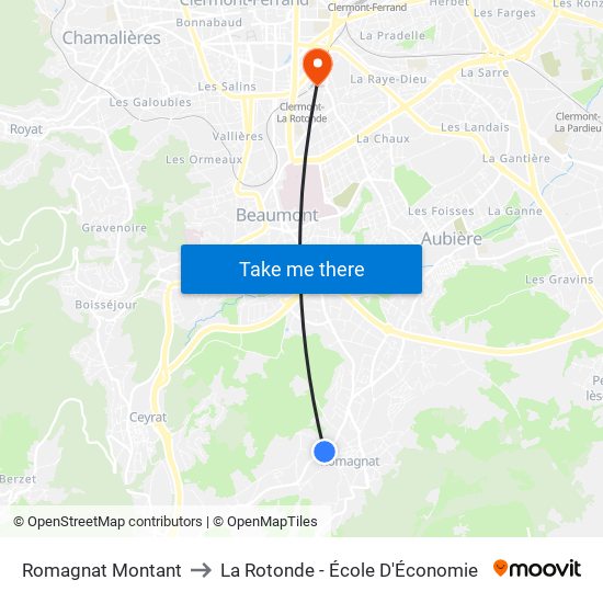 Romagnat Montant to La Rotonde - École D'Économie map